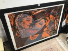 A FRAMED AND GLAZED LIMITED EDITION 2/8 SIGNED MADELINE SHEARMAN TITLED SHE ROBBED HIM OF HIS