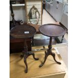 TWO MAHOGANY WINE TABLES ON CABRIOLE LEGS, 48CM