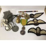 A PAIR OF AIR FORCE WINGS WITH GERMAN MEDALS