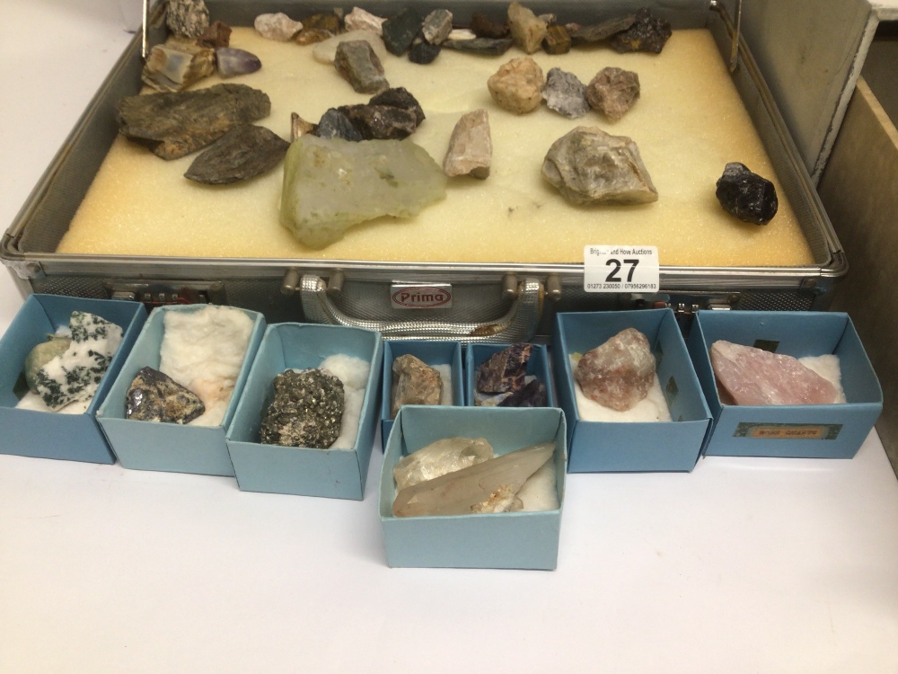 A COLLECTION OF SEMI-PRECIOUS STONES/MINERALS IN A DRAWER AND CASE INCLUDES QUARTZ, CRYSTALS, - Image 3 of 6