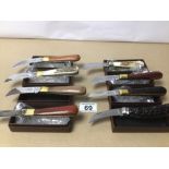 A COLLECTION OF POCKET KNIVES, WITH SOME MATCHING CERTIFICATES OF AUTHENTICITY, INCLUDES T.W,