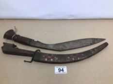 TWO EASTERN KNIVES ONE OF WHICH IS A KHUKRI (NO SHEATH) LARGEST IS 41CM