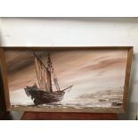 A FRAMED GOUCHE PAINTING SIGNED PASSEUR, 95 X 50CM