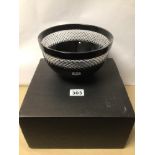 A JOHN ROCHA WATERFORD CRYSTAL BLACK CUT 8 INCH BOWL, WITH ORIGINAL BOX