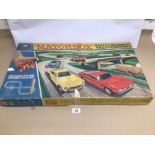 A VINTAGE MATCHBOX MOTORISED MOTORWAY M-2 IN ORIGINAL BOX A/F (CONTENTS UNCHECKED) 73CM IN LENGTH