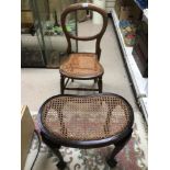 TWO VICTORIAN ITEMS A CHAIR AND A KIDNEY SHAPED STOOL