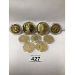 A QUANTITY OF GOLD PLATED HIGH GRADE COINS (CASED)