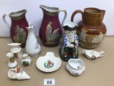 A COLLECTION OF VINTAGE POTTERY AND PORCELAIN WARE, INCLUDES DOULTON, LAMBETH AND MORE