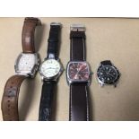 FOUR MIXED GENTS WATCHES, DIESEL, FOSSIL AND MORE