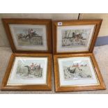 FOUR COLOURED HUNTING RELATED PRINTS BY H.ALKEN FRAMED AND GLAZED, 46 X 41CM