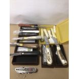 A COLLECTION OF SAYNOR AND T.W. ABLETT POCKET KNIVES WITH SOME MATCHING CERTIFICATES OF
