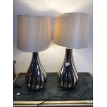 TWO SILVER AND BLACK MODERN TABLE LAMPS, 66 X 40CM