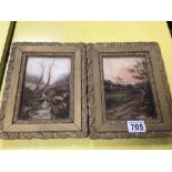 TWO SMALL 19TH CENTURY OILS ON BOARD INDISTINCTLY SIGNED, 25 X 20CM