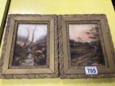 TWO SMALL 19TH CENTURY OILS ON BOARD INDISTINCTLY SIGNED, 25 X 20CM