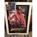 AN ORIGINAL INDIANA JONES AND THE TEMPLE OF DOOM PROMO POSTER, STUCK ON CARD