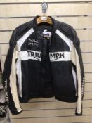 AN ORIGINAL TRIUMPH LEATHER MOTORCYCLE JACKET, SIZE 44