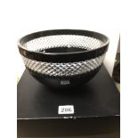 A JOHN ROCHA WATERFORD CRYSTAL BLACK CUT BOWL, WITH ORIGINAL BOX, 26CM IN DIAMETER