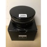 A JOHN ROCHA WATERFORD CRYSTAL BLACK CUT TRINKET BOX, WITH ORIGINAL BOX