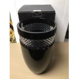 A JOHN ROCHA WATERFORD CRYSTAL BLACK CUT 12 INCH VASE, WITH ORIGINAL BOX