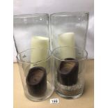 TWO PAIRS OF GLASS VASES LARGEST, 34CM