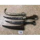 TWO MIDDLE EASTERN DAGGERS, LARGEST 40CM