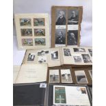 A COLLECTION OF VINTAGE EPHEMERA IN ALBUMS, INCLUDES BLACK & WHITE PHOTOGRAPHS, LETTERS, CIGARETTE
