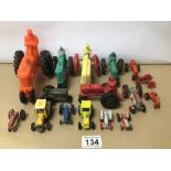 A COLLECTION OF VINTAGE TOY TRACTORS, ERTL, BANNER, AUBURN, AND MORE