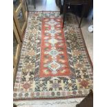 A VINTAGE TURKISH RUG 123 X 31CM