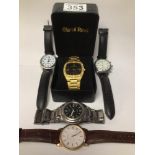 FIVE GENTS WRIST WATCHES, UNTESTED