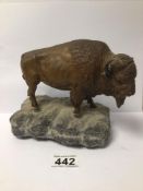 FRANZ BERGMAN (1861-1936) COLD PAINTED BRONZE MODEL OF AN AMERICAN BISON EARLY 20TH CENTURY SIGNED