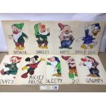 NINE VINTAGE HANDPAINTED DISNEY FIGURES 25 X 18CM