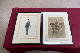 TWO MILITARY FRAMED AND GLAZED WATERCOLOURS BOTH SIGNED ONE BY WYMER, 16TH LANCERS MONOGRAMMED A.D