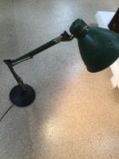 A VINTAGE GREEN METAL ANGLEPOISE LAMP