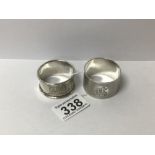 TWO HALLMARKED SILVER NAPKIN RINGS, 51G
