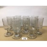TEN EARLY ENGRAVED FRENCH WINE GLASSES