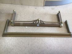 TWO VINTAGE BRASS FENDER ONE EXTENDING THE OTHER 135 X 37CM