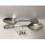A PAIR OF HALLMARKED SILVER FIDDLE AND THREAD PATTERN DESSERT SPOONS, MAPPIN & WEBB SHEFFIELD, 18CM,