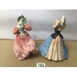 TWO ROYAL DOULTON FIGURINES, ‘MARGUERITE’ (HN1928) and ‘SUSAN’ (HN2952). LARGEST BEING 22CM IN