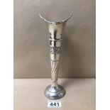 A HALLMARKED SILVER (RUBBED) POSY VASE 24CM, TOTAL WEIGHT 208 GRAMS