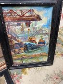 THREE EASTERN EUROPEAN FRAMED PAINTINGS A/F LARGEST 53 X 46CM