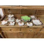 MIXED CHINA ITEMS INCLUDES ROYAL ALBERT COUNTRY ROSES CAKE STAND AND MORE