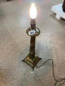 A VINTAGE BRASS COLUMN LAMP, 56CM