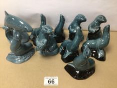 TEN POOLE POTTERY FIGURES THAT INCLUDES SEALS, OTTERS AND A FISH
