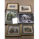 SIX FRAMED AND GLAZED PICTURES, LARGEST 41 X 33CM
