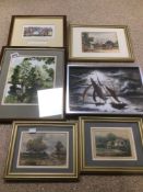 SIX FRAMED AND GLAZED PICTURES, LARGEST 41 X 33CM