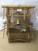 A VINTAGE ORIENTAL STYLE BAMBOO BIRDCAGE, 50CM TALL