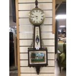 A WALTHAM MAHOGANY CASED BANJO CLOCK, 27 X 105CM