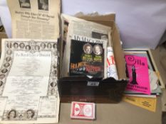 A BOX OF MIXED EPHEMERA, MUSICAL PROGRAMMES AND ILLUSTRATED NEWS AND MORE