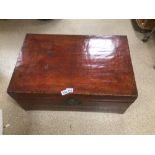A LARGE RED LEATHER CHINESE TRUNK 70 X 49 X 32CM