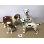 FOUR PORCELAIN FIGURES OF DOGS, INCLUDES COOPER CRAFT